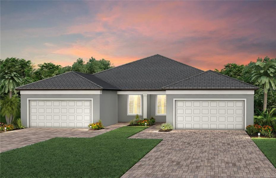 Front exterior of a new home in , Parrish, FL, highlighting curb appeal (Image 1). Front exterior of a new home in , Parrish, FL, highlighting curb appeal (Image 1).