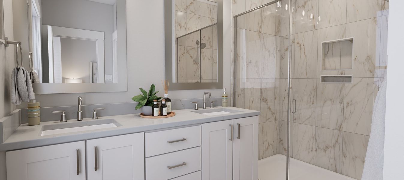 Representative furnished interior of a home built from the Atlas End Unit by Baker Residential in Atwater Station - Midtown Collection, Fuquay Varina (Image 14).