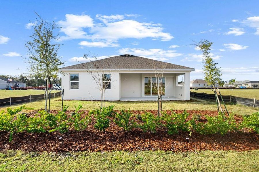 Exterior details and patio area of a home in Lakes of Mount Dora, Mount Dora (Image 4).