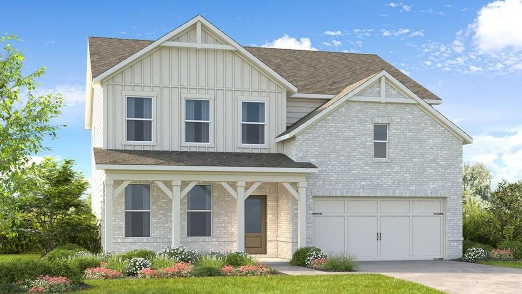 Front exterior of a new home in Windance Lake, Loganville, GA, highlighting curb appeal (Image 1). Front exterior of a new home in Windance Lake, Loganville, GA, highlighting curb appeal (Image 1).