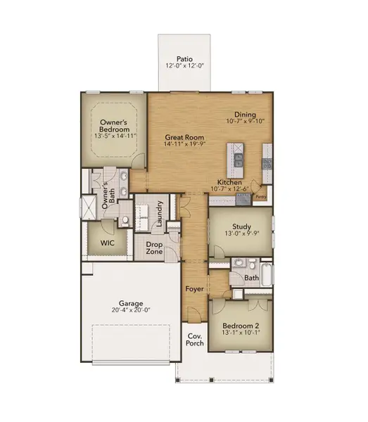 2D floor plan layout of this home in Coastal Club of the Carolinas, Calabash, NC (Image 4).