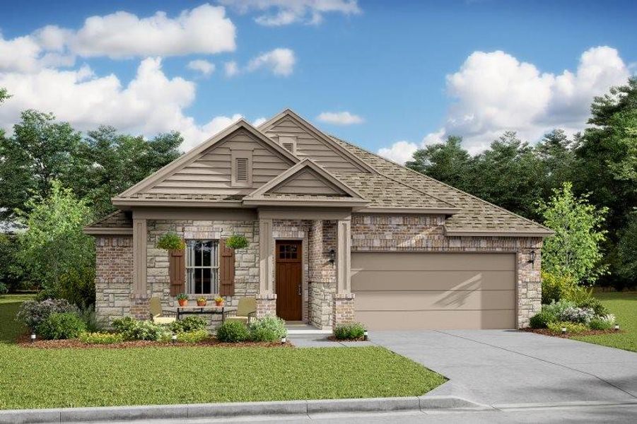 Beautiful Juniper III design by K. Hovnanian Homes in elevation TA built in beautiful Tarkington Timbers. (*Artist rendering used for illustration purposes only.)