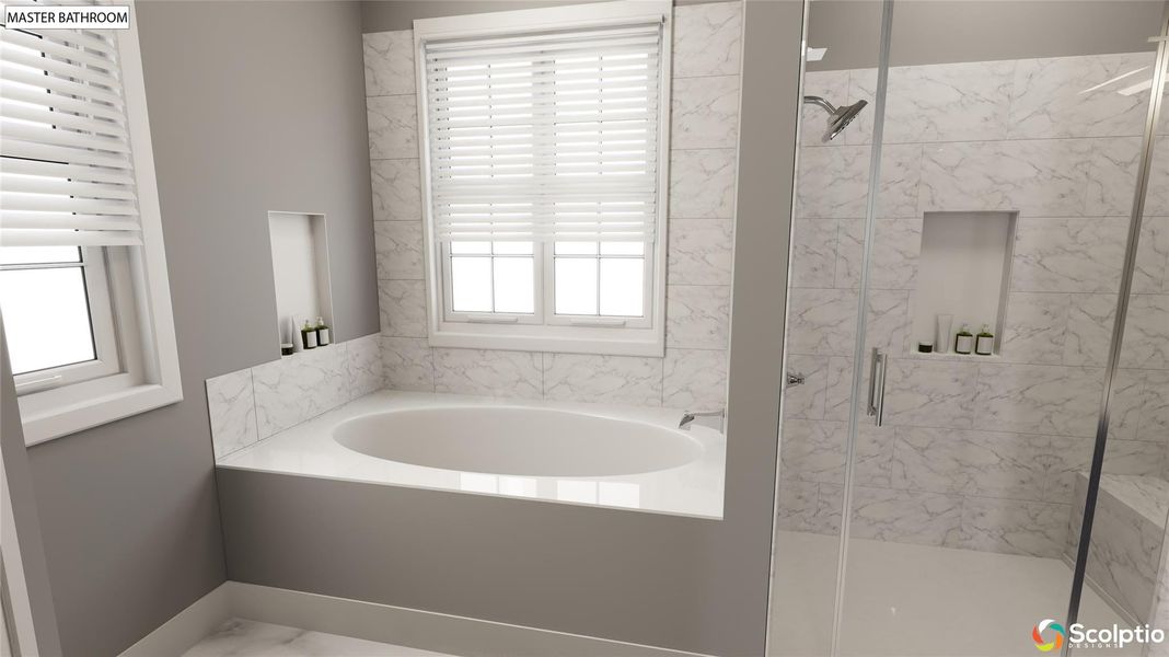 Primary Bath Tile Deck Surround w Drop-In Tub