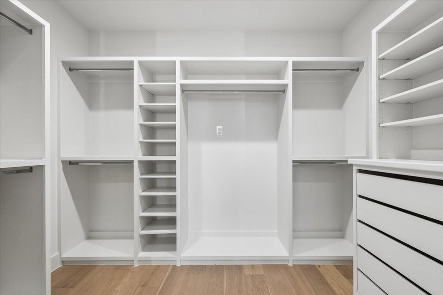 One of the two closets with built-ins.