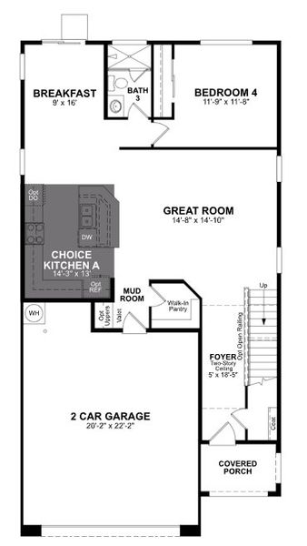 2D floor plan layout of this home in The Villages of Hurricane Creek, Anna, TX (Image 2).