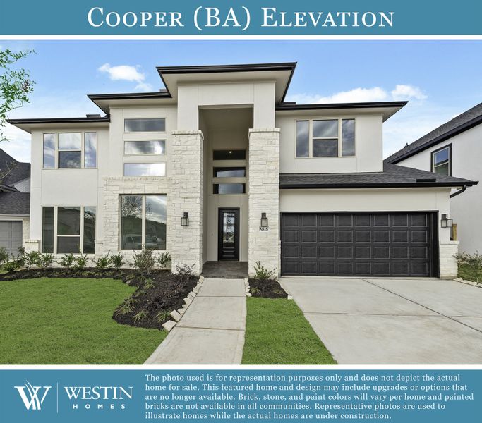Representative exterior photo of a completed home built from the The Cooper by Westin Homes in Provence - 60', Austin, TX (Image 1).