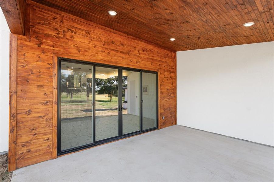 Exterior details and patio area of a home in , Sunset (Image 1).