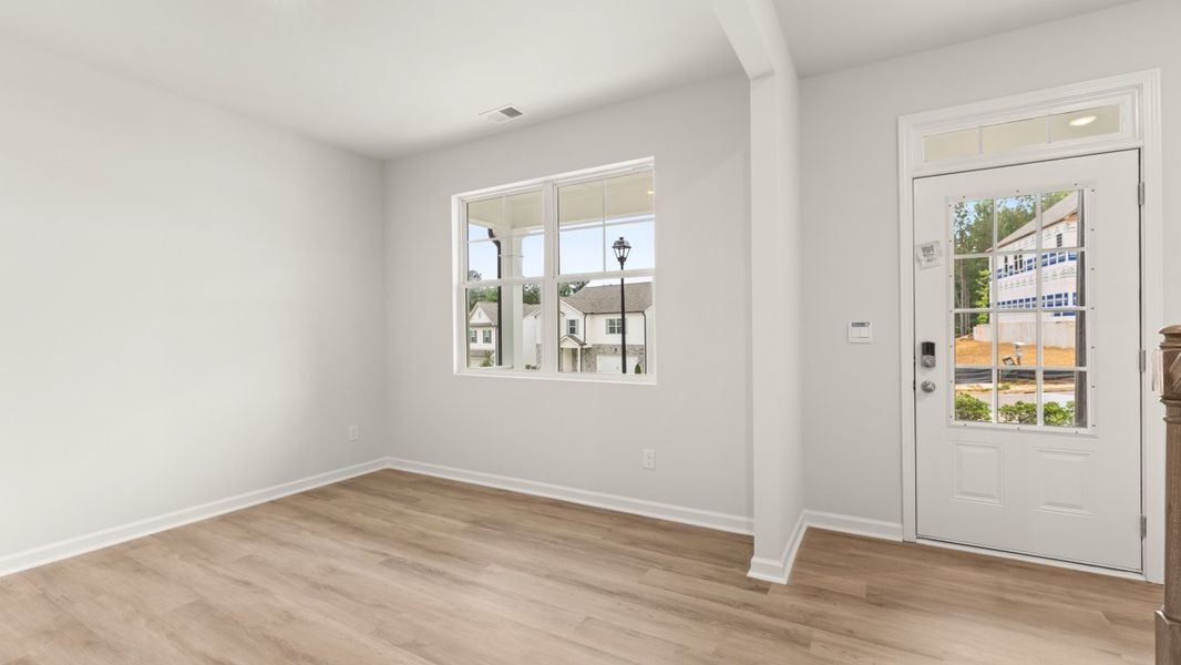 Representative unfurnished interior of a home built from the Elle by D.R. Horton in South Wind, South Fulton (Image 13). Representative unfurnished interior of a home built from the Elle by D.R. Horton in South Wind, South Fulton (Image 13).