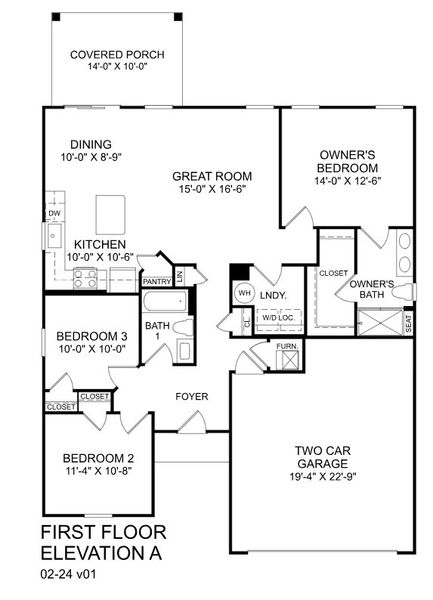 2D floor plan layout for the Grand Bahama by Ryan Homes in Overture Pointe Ranches, Hickory, NC (Image 2).