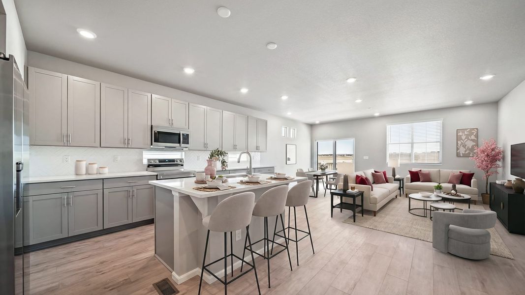 Furnished interior view inside a new home in Banning Lewis Ranch - New Homes Colorado Springs, Colorado Springs (Image 8). Furnished interior view inside a new home in Banning Lewis Ranch - New Homes Colorado Springs, Colorado Springs (Image 8).