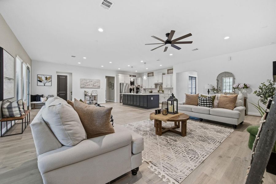 This beautiful space seamlessly integrates the family, dining and kitchen for the large family gatherings.