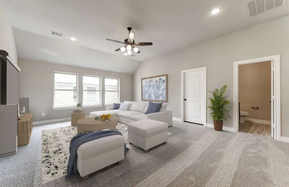 Representative furnished interior of a home built from the 3798 by Ravenna Homes in The Woodlands Hills 65′, Willis (Image 8).