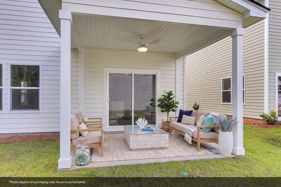 Exterior details and patio area of a home in Central Creek, Goose Creek (Image 4).