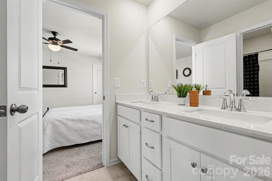 Second level shared full bath