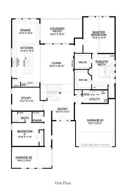 2D floor plan layout for the Beaumont by Landon Homes in Dominion Estates, Frisco, TX (Image 3).