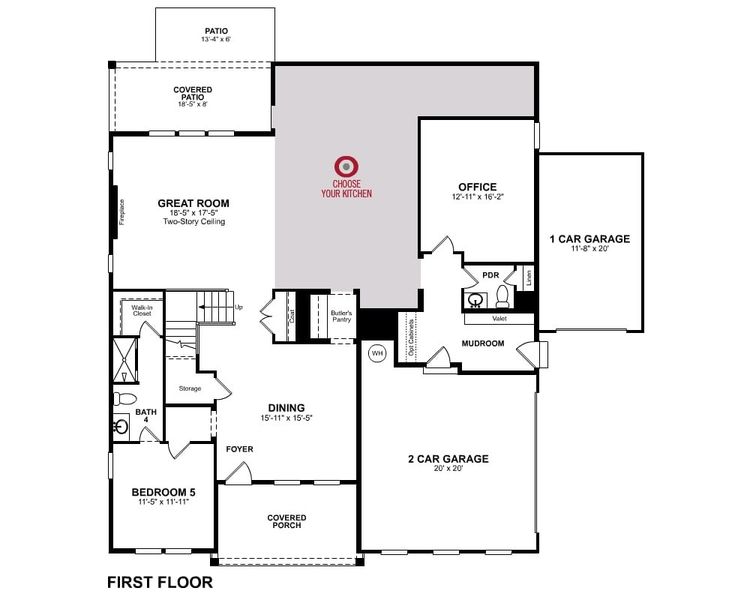 2D floor plan layout for the Nottely by Beazer Homes in Estates at Daves Creek, Cumming, GA (Image 3).