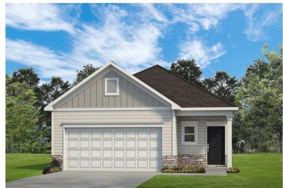 Front exterior of a new home in Fair Oak, Calhoun, GA, highlighting curb appeal (Image 1). Front exterior of a new home in Fair Oak, Calhoun, GA, highlighting curb appeal (Image 1).
