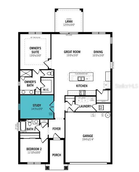 2D floor plan layout of this home in Windwater, Parrish, FL (Image 3).