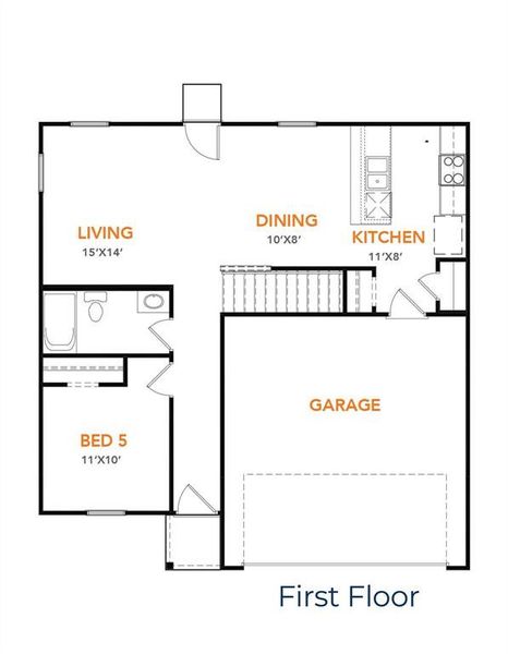 2D floor plan layout of this home in Waterside at Cedar Creek, Abilene, TX (Image 5).