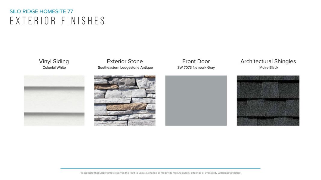 Sample of building materials used in homes in Silo Ridge, Anderson (Image 18). Sample of building materials used in homes in Silo Ridge, Anderson (Image 18).