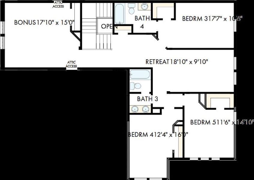 2D floor plan layout of this home in Sienna - Parkview Collection, Missouri City, TX (Image 3). 2D floor plan layout of this home in Sienna - Parkview Collection, Missouri City, TX (Image 3).