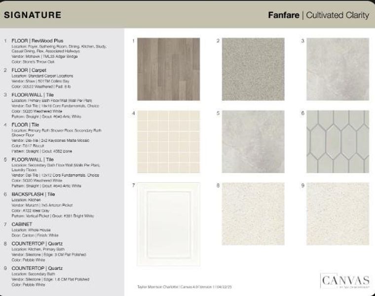 2151 Hawksworth Lane design selections. This home is currently under construction- selections are subject to change.