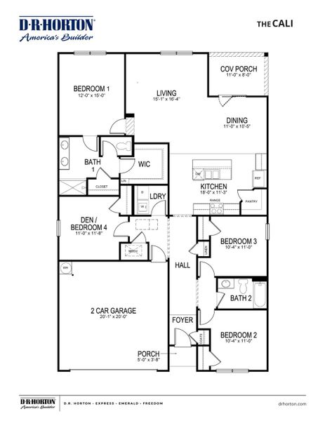 2D floor plan layout of this home in Shiloh Springs, Jackson, TN (Image 3).