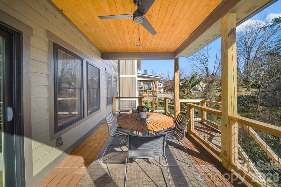 Exterior details and patio area of a home in , Asheville (Image 25).