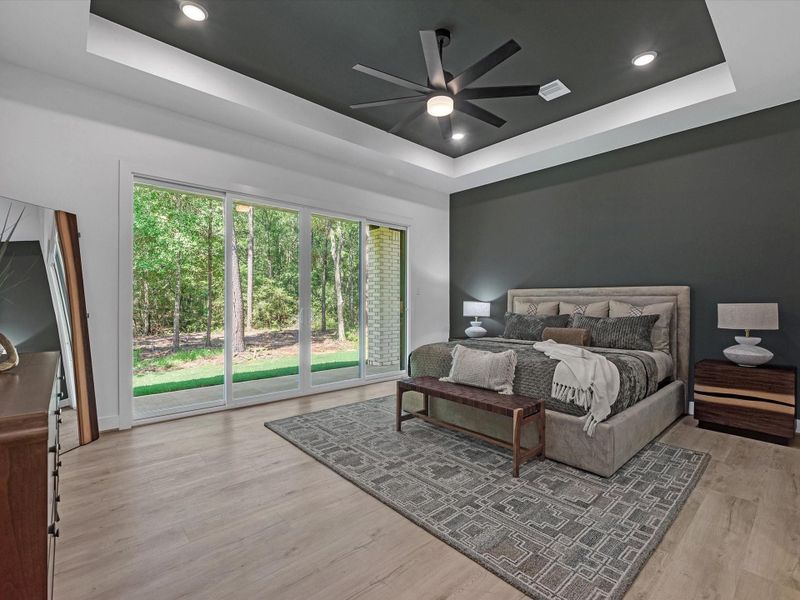 Primary bedroom is on the opposite side of all the secondary bedrooms