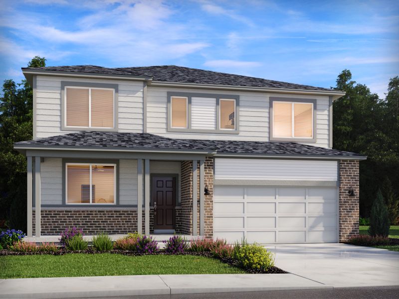 Representative exterior photo of a completed home built from the The Sylvan by Meritage Homes in Meridian Ranch, Peyton, CO (Image 13).