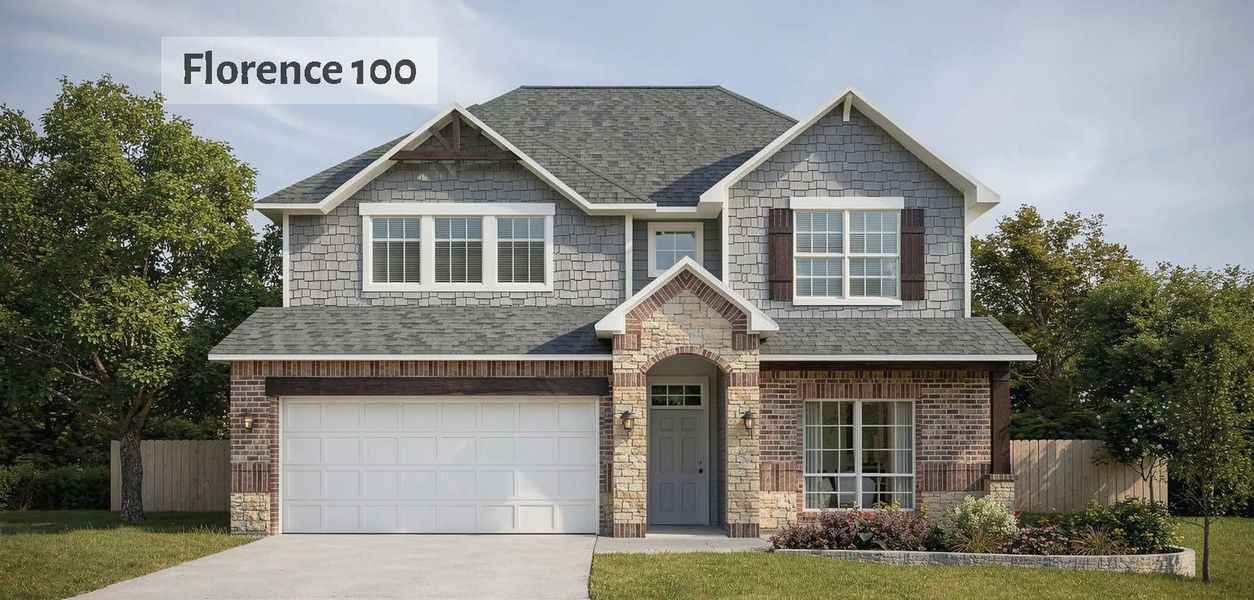 Representative exterior photo of a completed home built from the Florence by Omega Builders in Three Creeks, Belton, TX (Image 1). Representative exterior photo of a completed home built from the Florence by Omega Builders in Three Creeks, Belton, TX (Image 1).