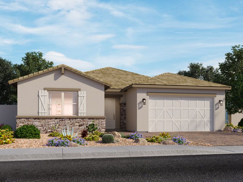 Representative exterior photo of a completed home built from the Amber by Meritage Homes in Paloma Creek - Signature Series, Surprise, AZ (Image 2).