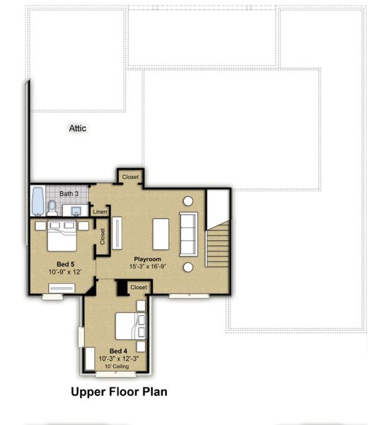 2D floor plan layout for the Ashmont by Grant & Co in White Oak, Arlington, TN (Image 6).