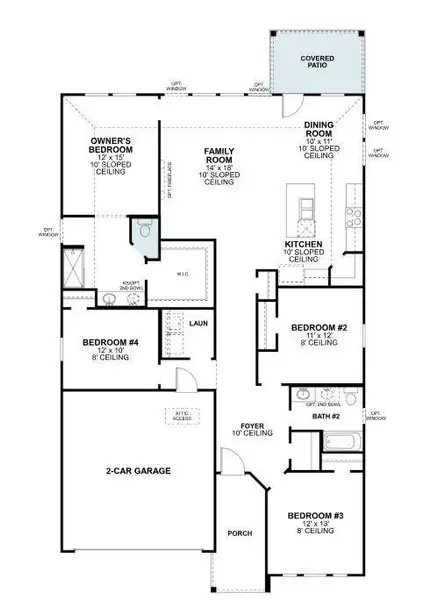 2D floor plan layout of this home in Hunters Ridge, Crowley, TX (Image 3).