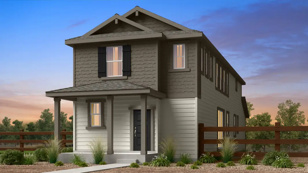 Front exterior of a new home in Parterre, Thornton, CO, highlighting curb appeal (Image 1). Front exterior of a new home in Parterre, Thornton, CO, highlighting curb appeal (Image 1).