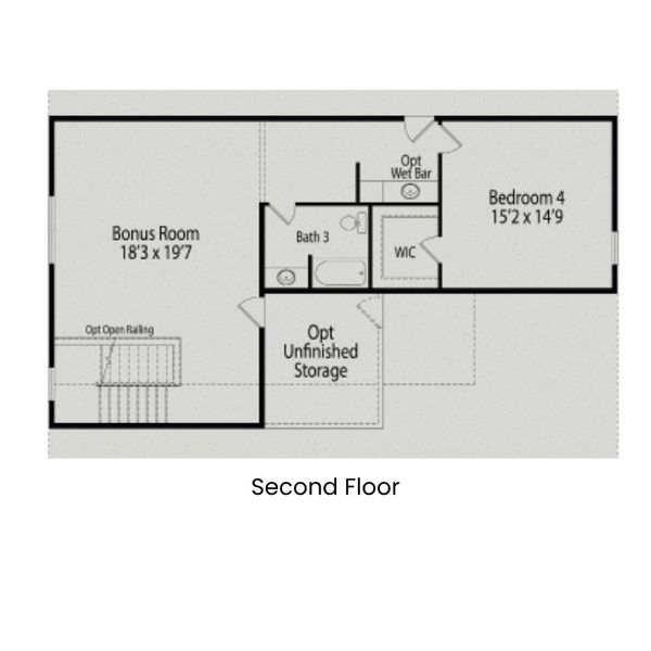 2D floor plan layout for the The Magnolia II A Two Story by Davidson Homes LLC in Rockport, Wake Forest, NC (Image 4).