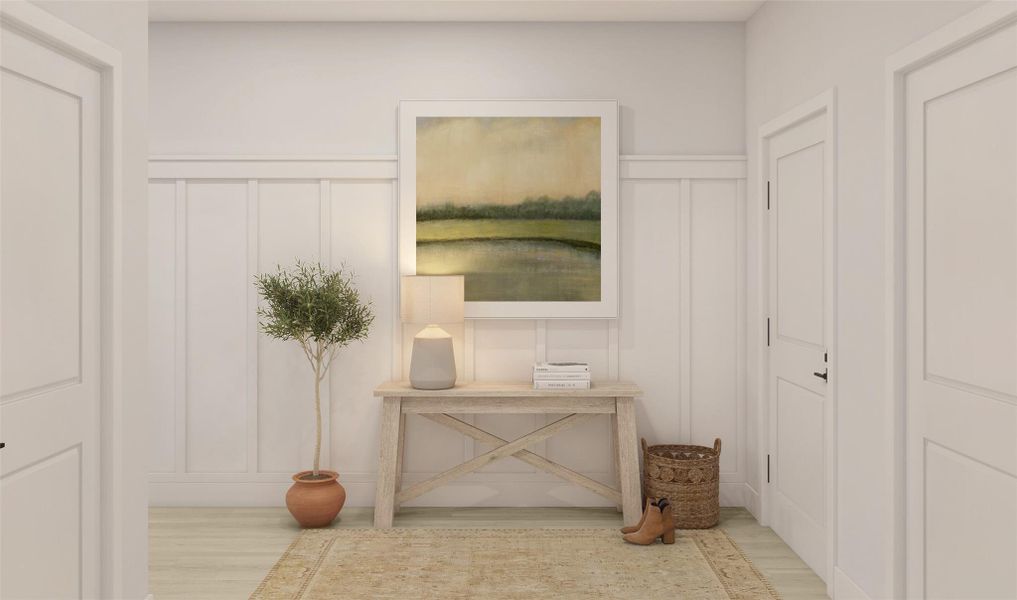 Welcoming foyer with feature wall (*Artist rendering used for illustration purposes only.) Welcoming foyer with feature wall (*Artist rendering used for illustration purposes only.)