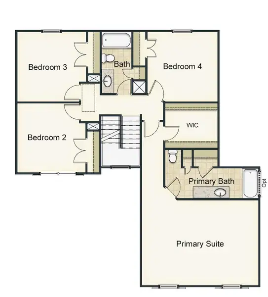 2D floor plan layout for the Burlington by Keystone Homes NC in The Wilcox, Greensboro, NC (Image 3).
