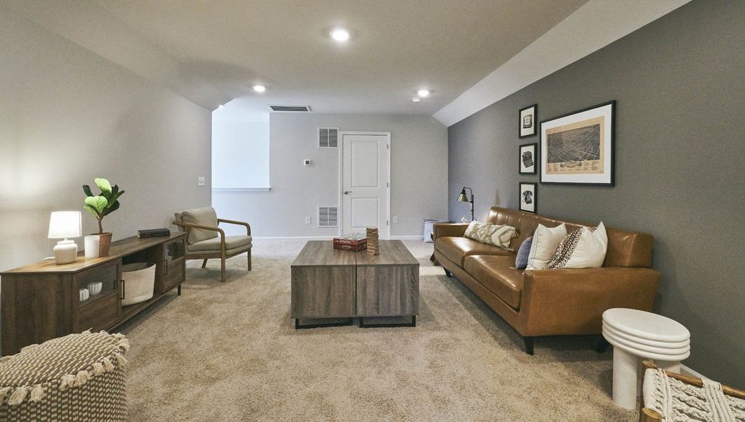 Furnished interior view inside a new home in The Villas at Kinsley, Jamestown (Image 14). Furnished interior view inside a new home in The Villas at Kinsley, Jamestown (Image 14).