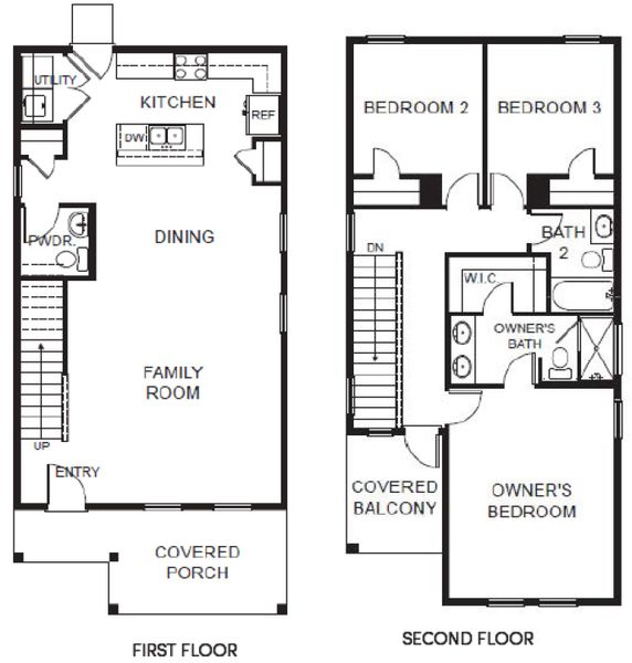 2D floor plan layout for the Elm by Pacesetter Homes in Blanco Vista, San Marcos, TX (Image 4).