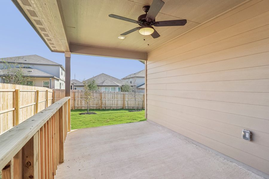 Back exterior of the Hughes floorplan at a Meritage Homes community.