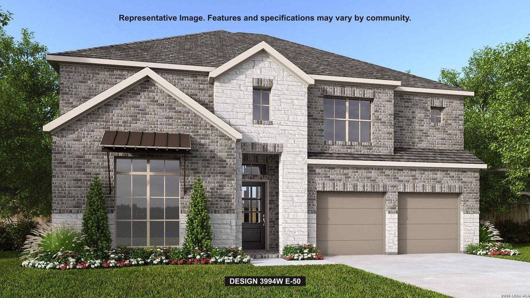Front exterior of a new home in The Ranches at Creekside, Boerne, TX, highlighting curb appeal (Image 1). Front exterior of a new home in The Ranches at Creekside, Boerne, TX, highlighting curb appeal (Image 1).