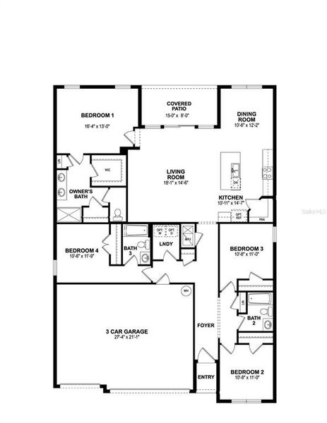 2D floor plan layout of this home in Burnt Store Village, Punta Gorda, FL (Image 2).