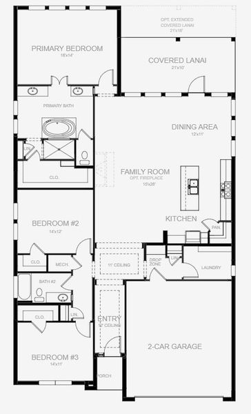 2D floor plan layout for the 2016F by Perry Homes in Glynlea Country Club 50', Port St. Lucie, FL (Image 3).