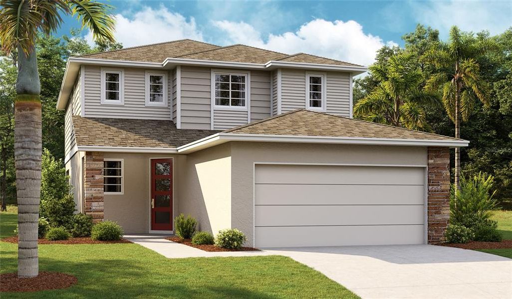 Front exterior of a new home in Waterset, Apollo Beach, FL, highlighting curb appeal (Image 1). Front exterior of a new home in Waterset, Apollo Beach, FL, highlighting curb appeal (Image 1).