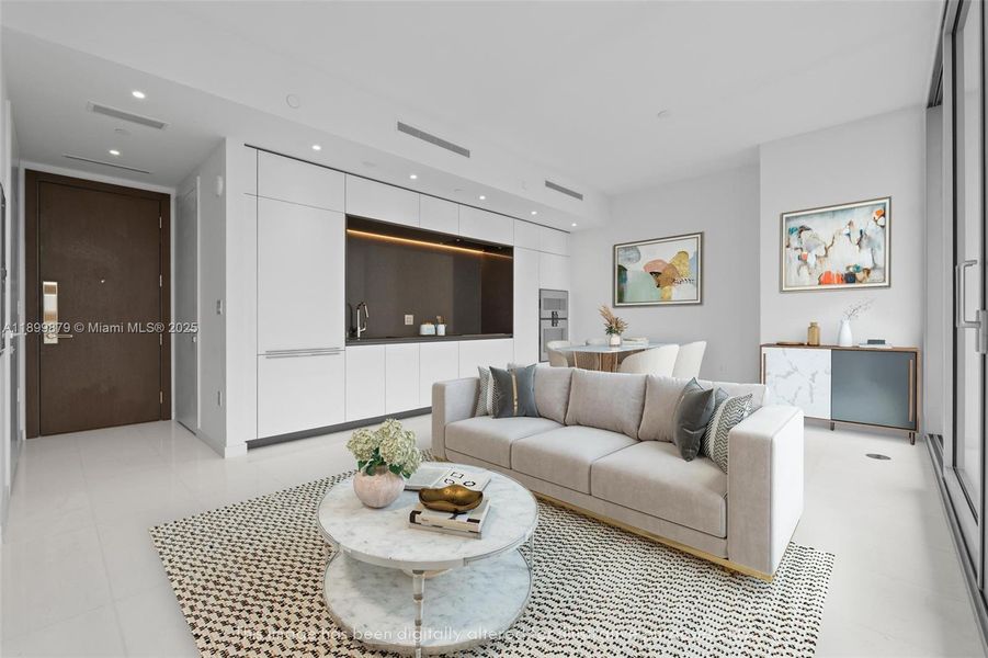 Furnished interior view inside a new home in Aston Martin Residences, Miami (Image 8).