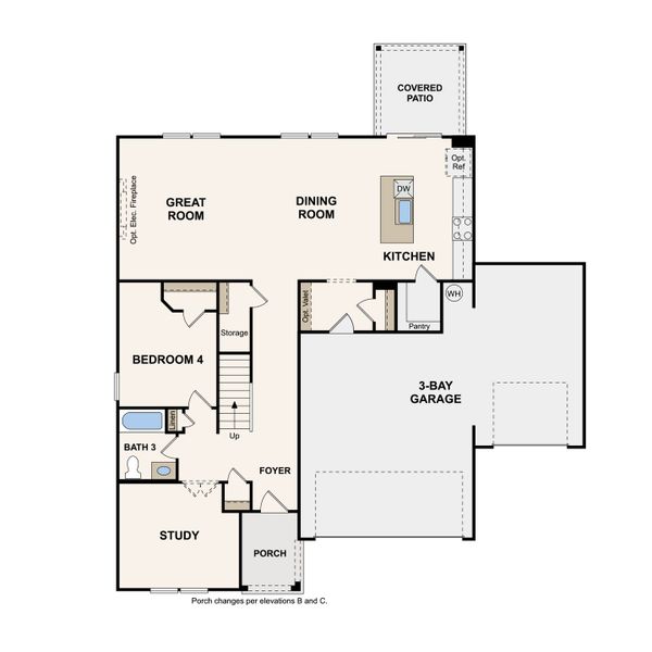 2D floor plan layout of this home in Highland Reserves, Pleasant View, TN (Image 1).