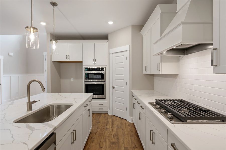 A pristine culinary space with an expansive kitche