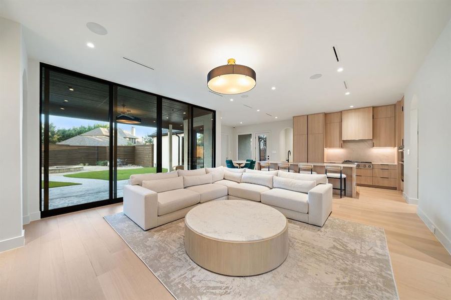 The great room is built for entertainment with the living room, kitchen and breakfast area all in the same space.