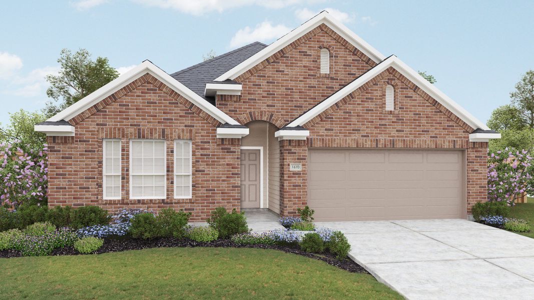 Representative exterior photo of a completed home built from the Blanton by DRB Homes in Opal Ranch, Kyle, TX (Image 7).